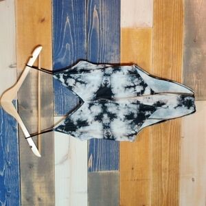 SHEIN tie dye bodysuit L black white
